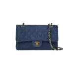 1998 Medium Double Flap Bag Denim Blue