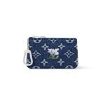 Cles Pochette Key Pouch Blue Monogram Flowers Denim M27561
