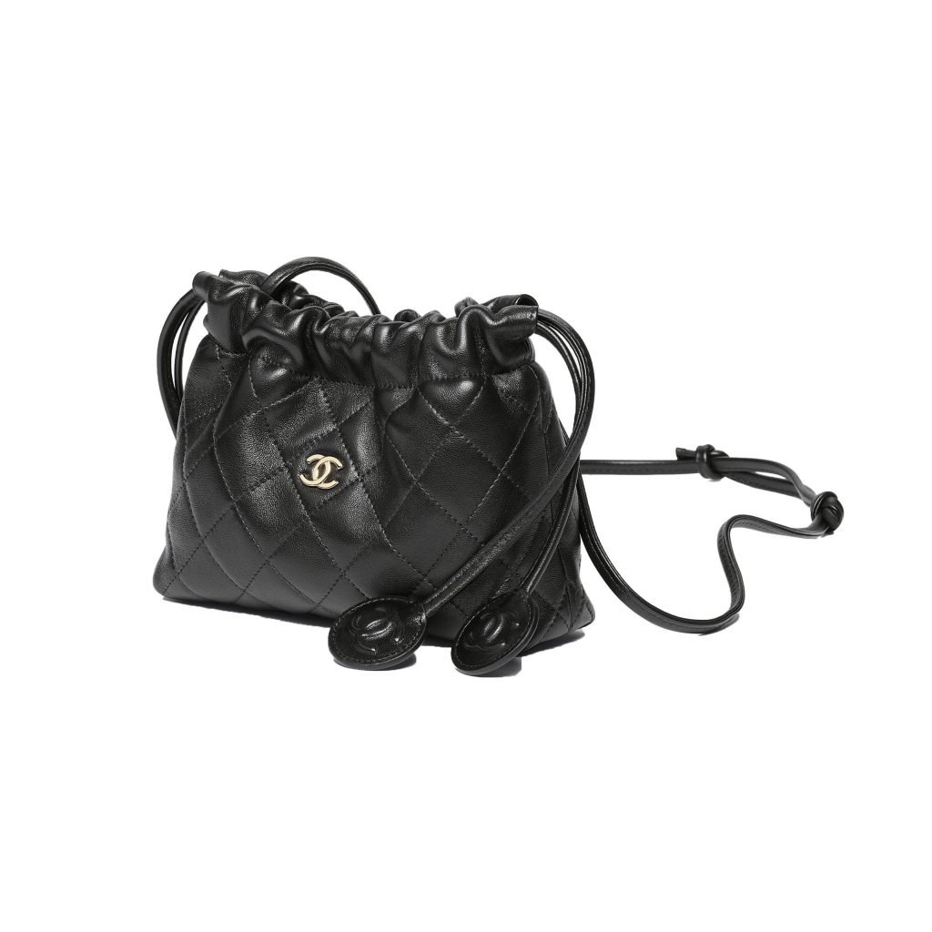 Clutch With Leather Strap Black Lambskin Leather