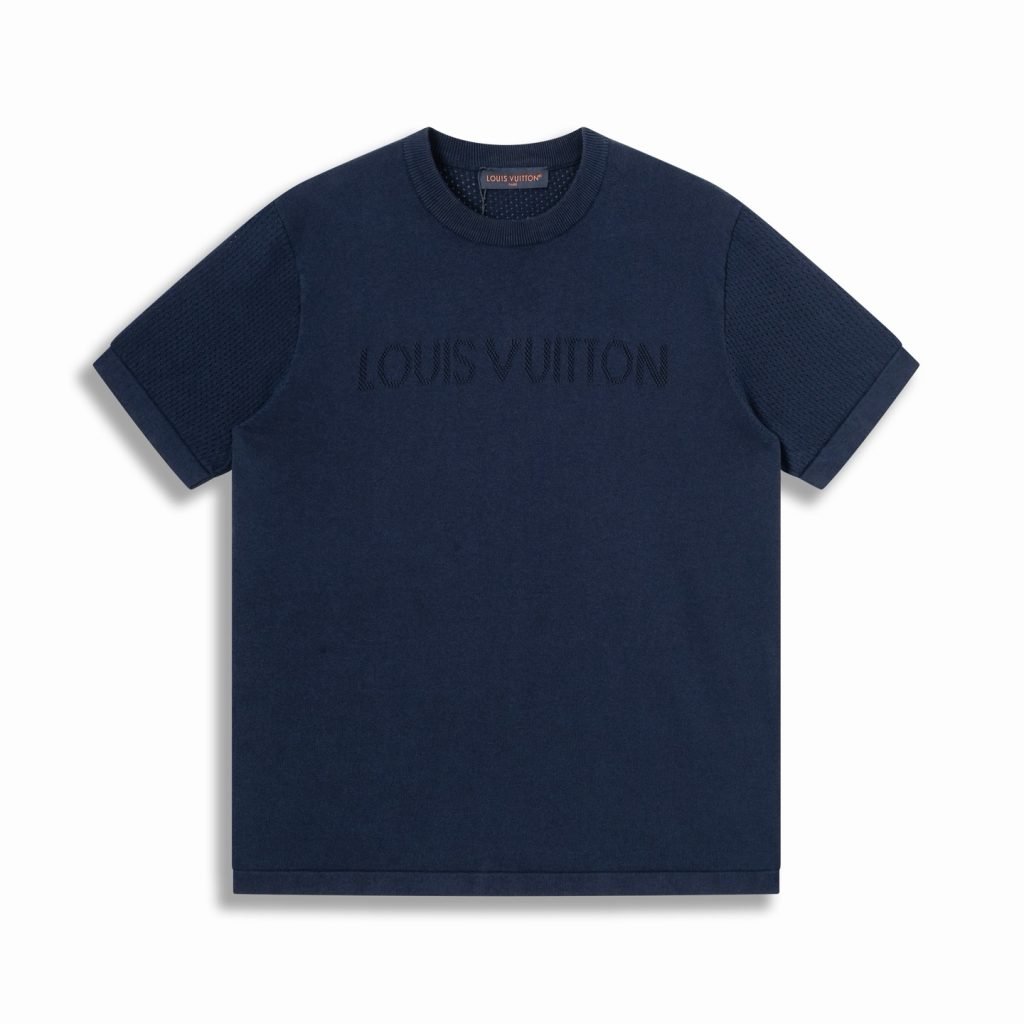 Cotton-Cashmere Short-Sleeved Crewneck In Navy Blue 1Ak6Xl
