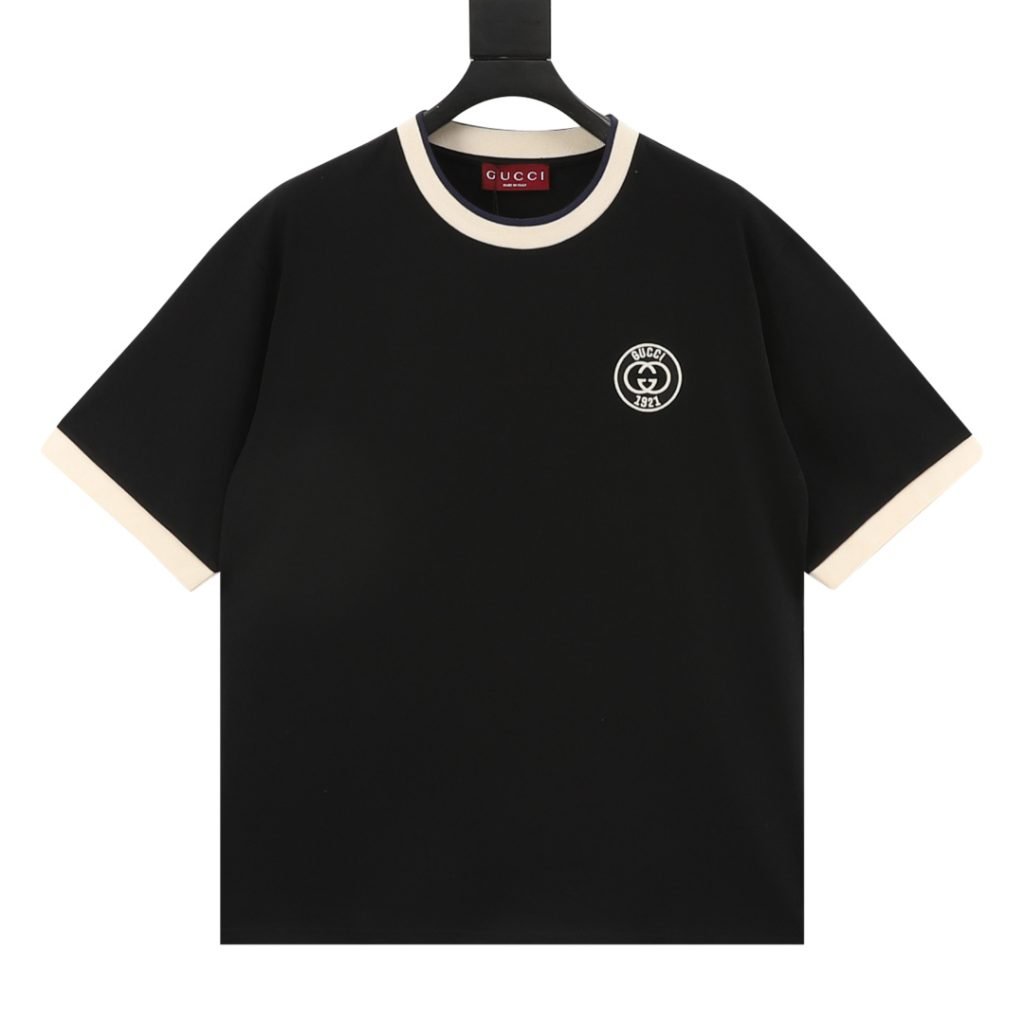 Cotton Jersey T-Shirt In Black With Embroidery