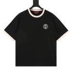 Cotton Jersey T-Shirt In Black With Embroidery