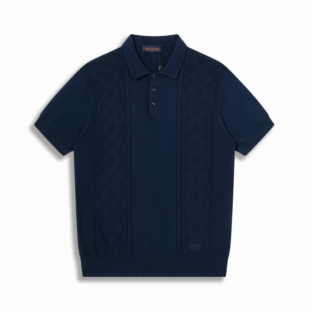 Cotton-Silk Pointelle Polo Shirt In Blue 1Ajio0