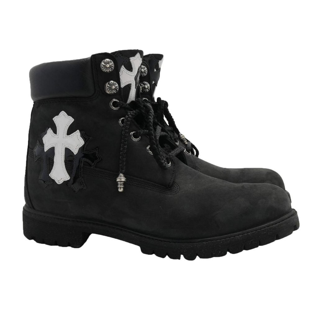 Cross Patch Boots In Black With Cross White