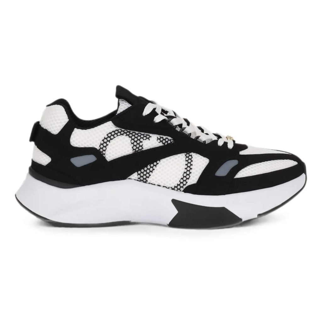 Demivee Mesh And Suede Sneakers In White And Black – Vl229