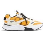 Demivee Mesh And Suede Sneakers In White And Yellow – Vl227