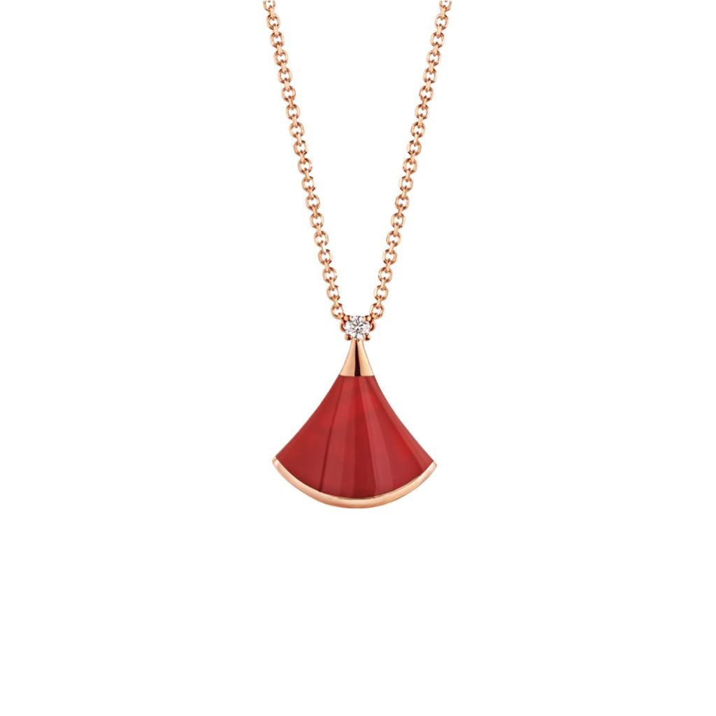 Divas’ Dream Necklace Divas’ Dream Necklace In 18 Kt Rose Gold With 18 Kt Rose Gold Pendant Set With One Diamond And Carnelian