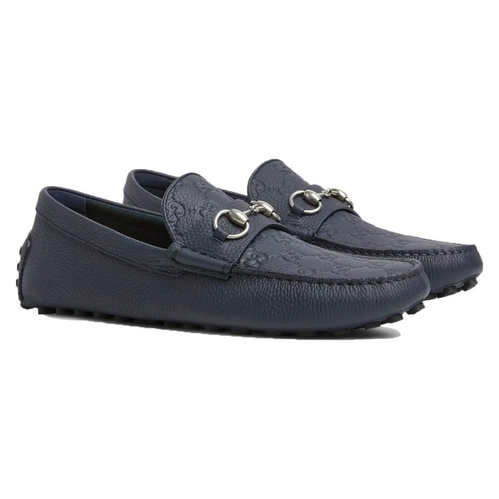 Driver With Horsebit Blue GG Leather – Gc566