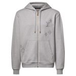 Embroidered Signature Zipped Hoodie In Grey 1Ak7Fg