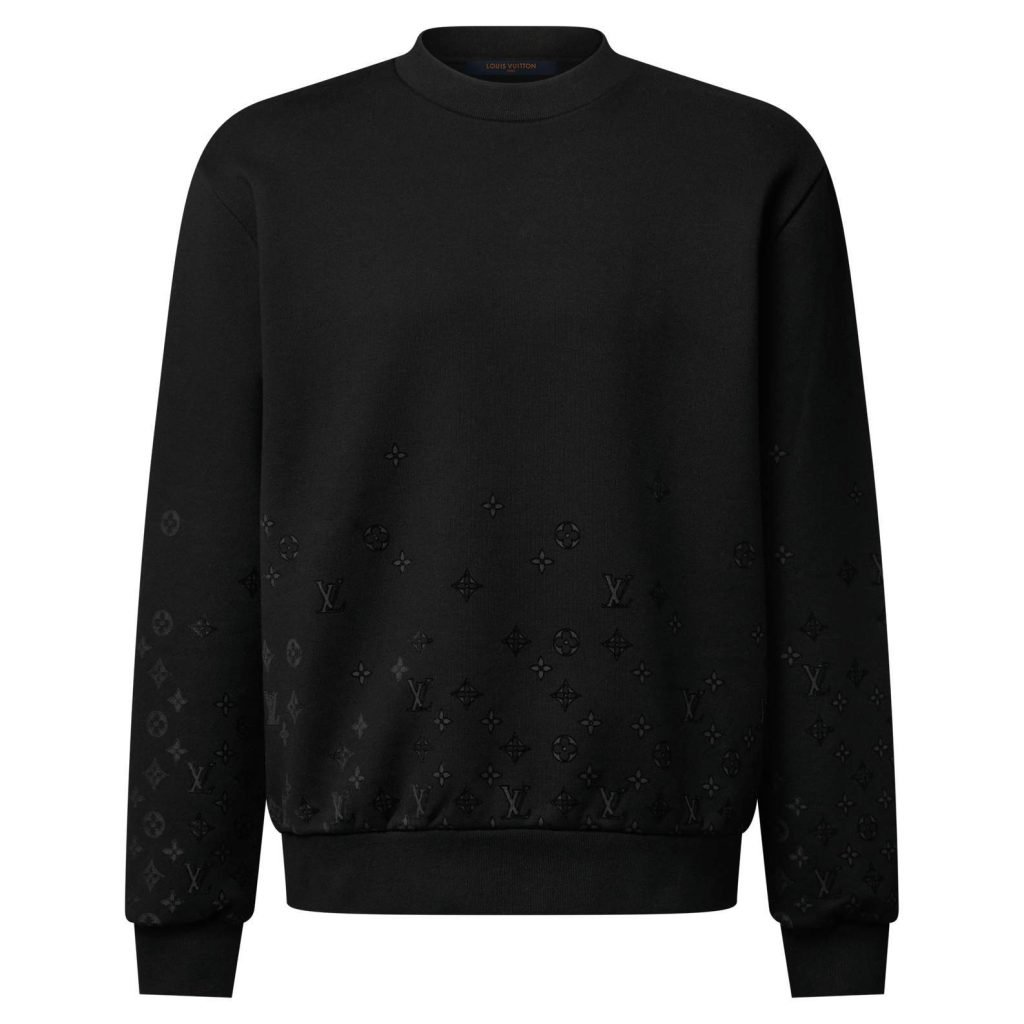 Flock Print Gradient Long-Sleeved Crewneck In Black 1Ak7Mj – Sk800