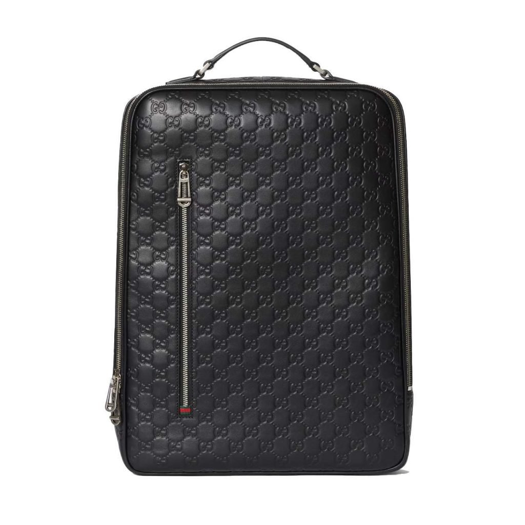 GG Emblem Medium Backpack Black Embossed GG Smooth Leather