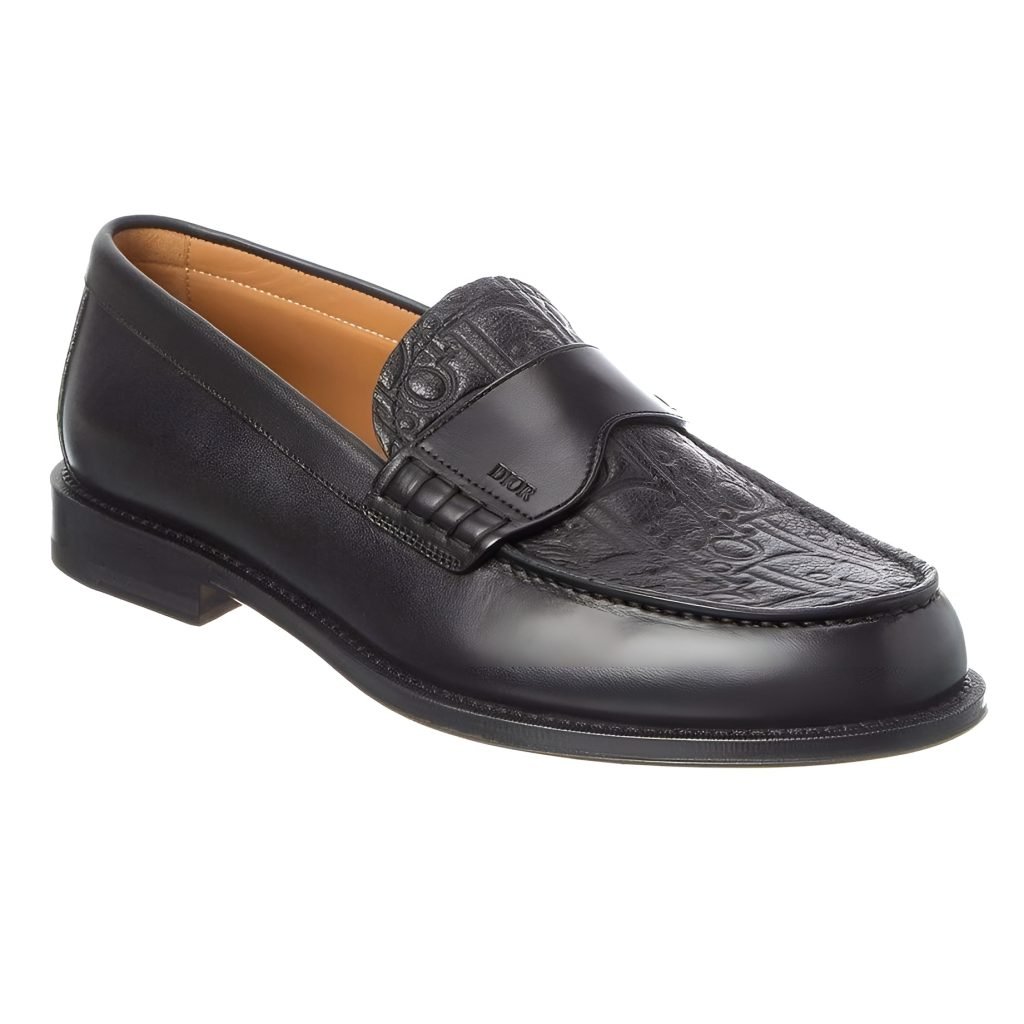 Granville Loafers Black Smooth Calfskin And Black Oblique Jacquard – Cd498