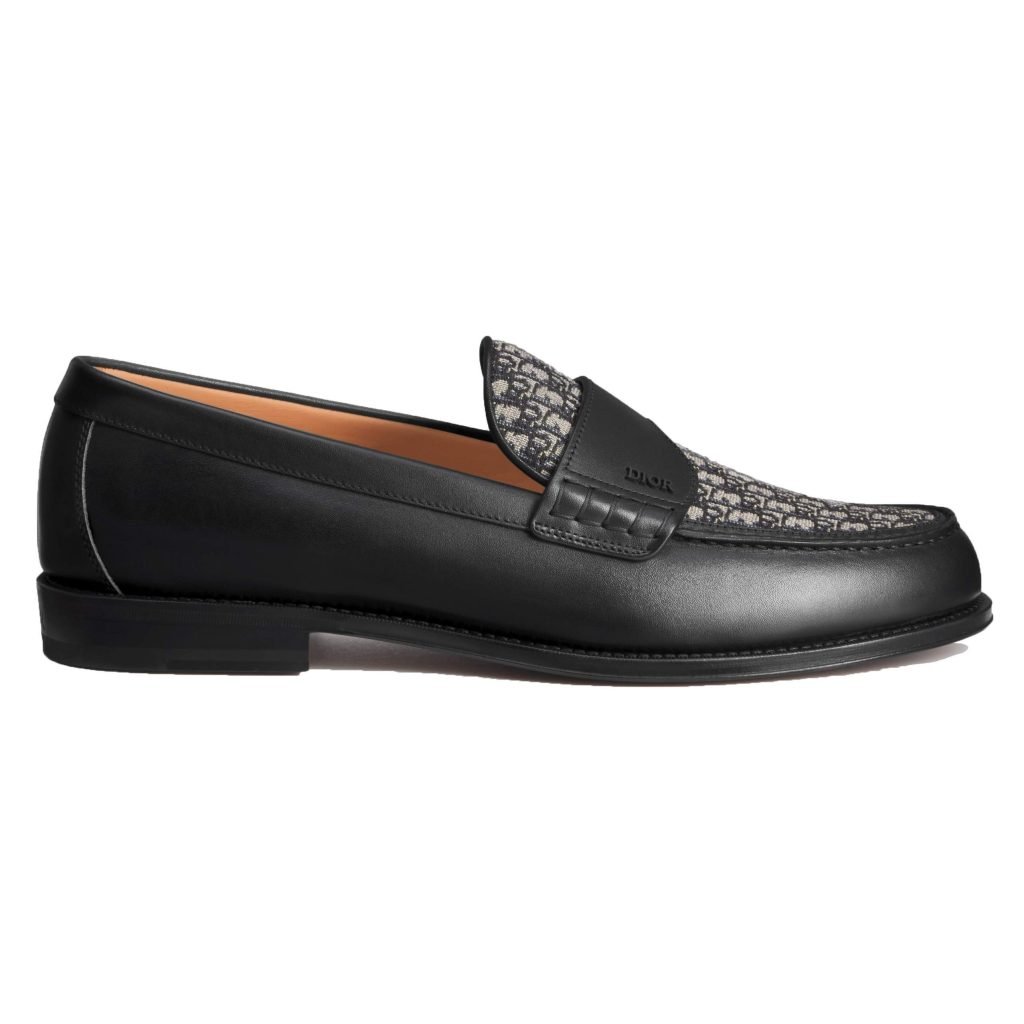 Granville Loafers Black Smooth Calfskin With Beige And Black Oblique Jacquard – Cd500