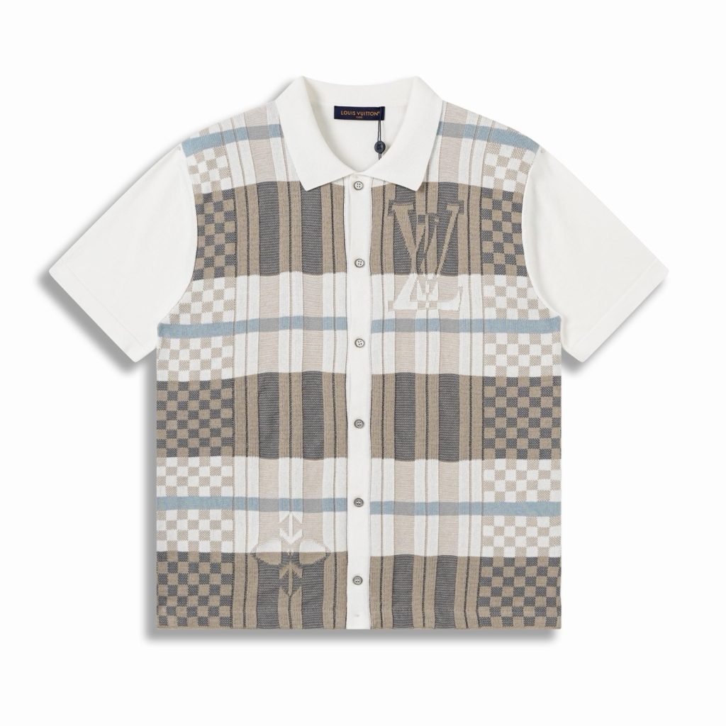 Graphic Jacquard Short-Sleeved Shirt In Beige 1Ajtvq – Sh533