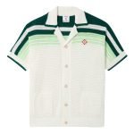 Green & White Tennis Stripe Crochet Short Sleeve Shirt – Sh541