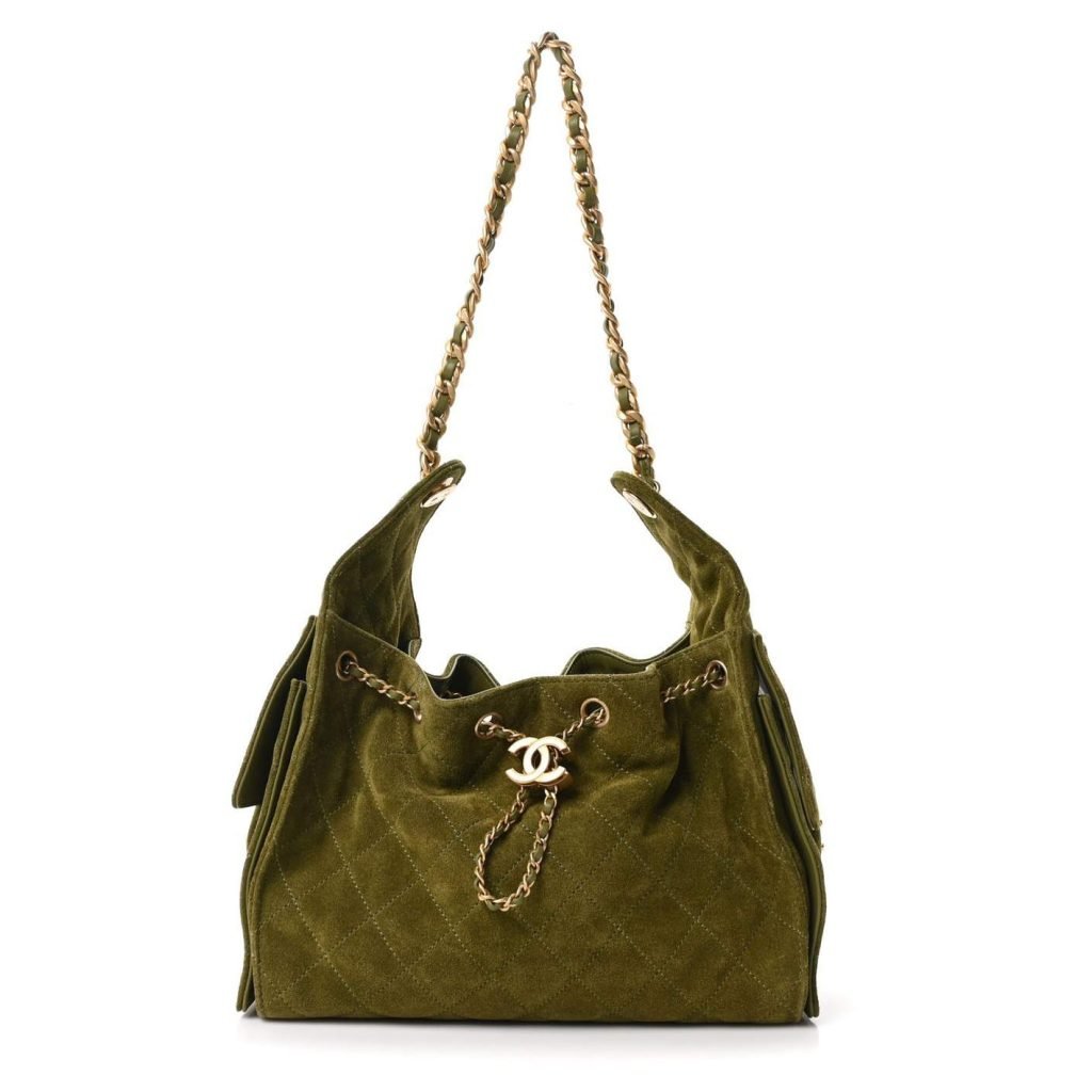 25 Hobo Bag Khaki Suede Leather