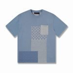 Knitted Patchwork Denim Short-Sleeved Crewneck 1Ak6Xw