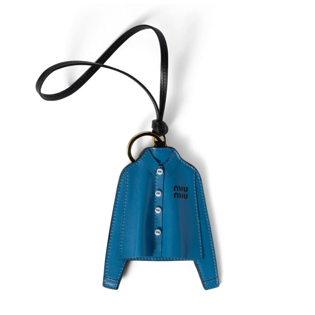 Leather Shirt Keychain In Blue