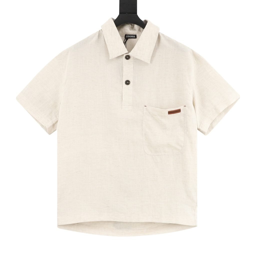 Linen Polo Shirt In White
