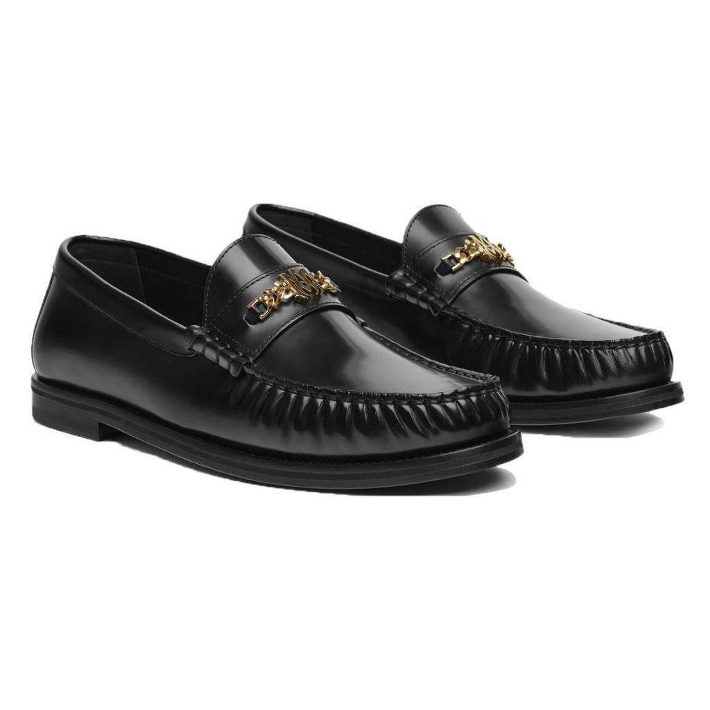Ma Chain Leather Loafers In Black – Ri98