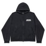 Masking Tape Oversized Zip-Up Hoodie In Faded Black – Sk804