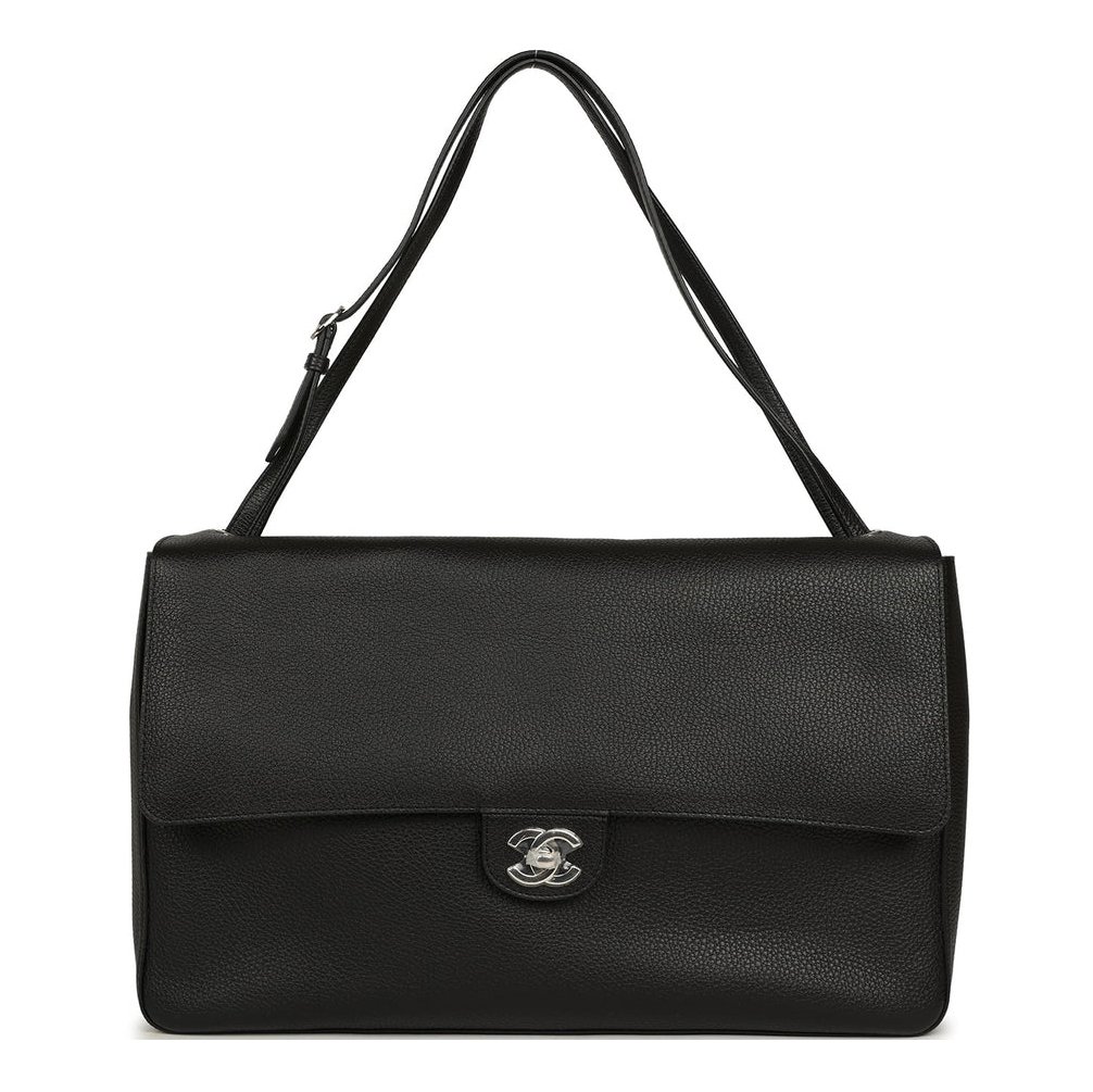 Maxi Souplissimo Large Flap Bag Black Caviar Leather