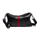 Mega Web Trademark Medium Crossbody Bag Black Soft Calf Leather