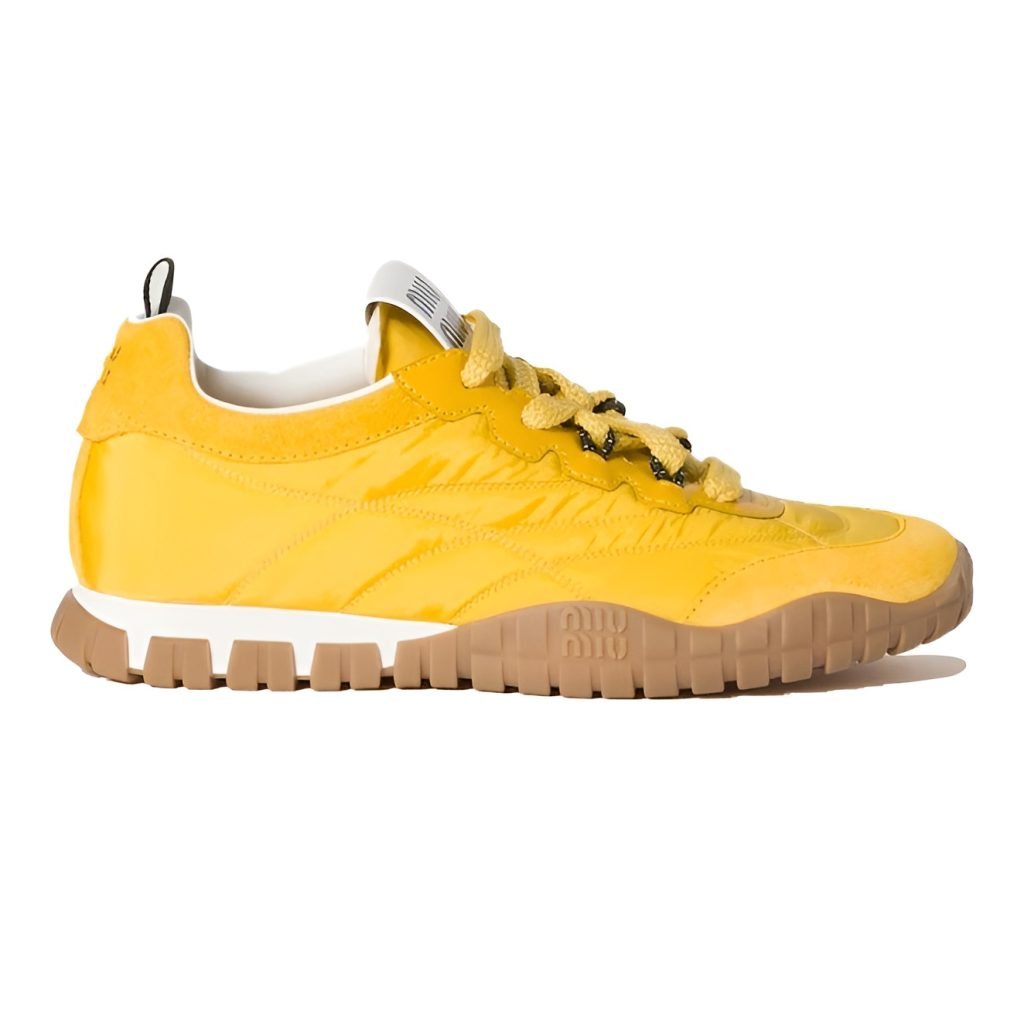 Miumui Tyre Technical Fabric And Suede Sneakers Topaz