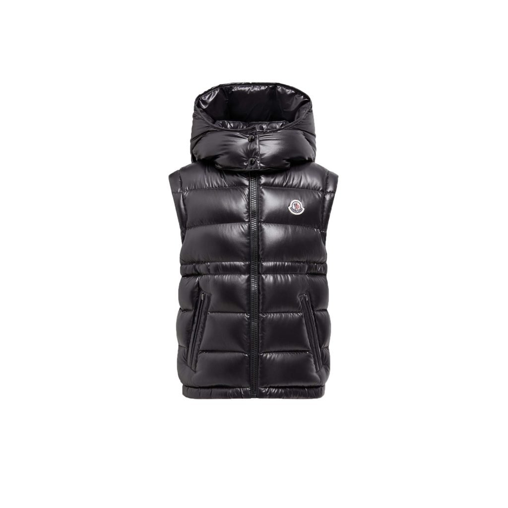 Moncler Ania Hooded Down Gilet In Black