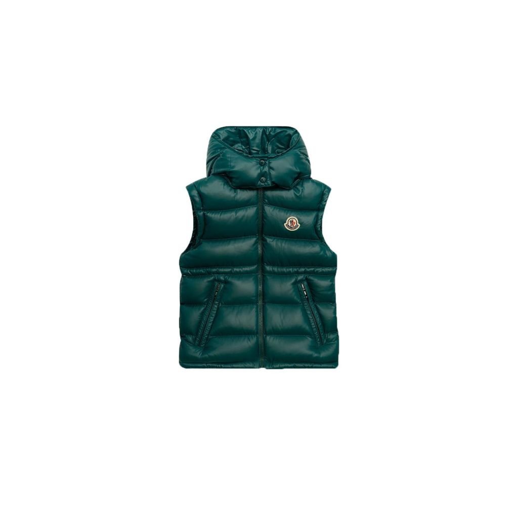 Moncler Ania Hooded Down Gilet In Green