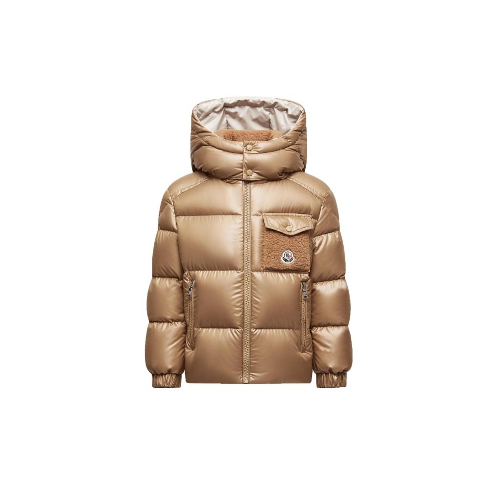 Moncler Enfant Yule Hooded Down Jacket In Beige