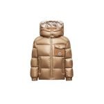 Moncler Enfant Yule Hooded Down Jacket In Beige