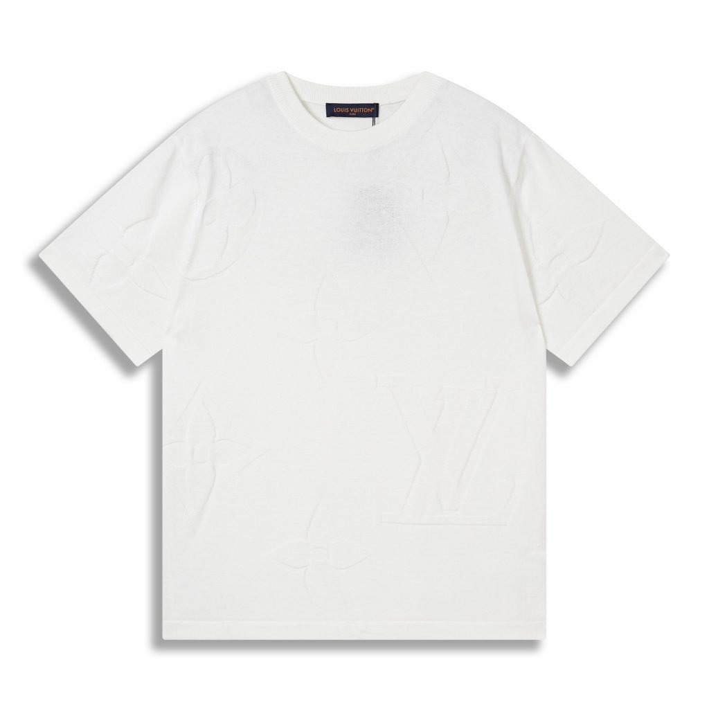 Monogram Short-Sleeved Cotton Crewneck In White 1Aiwfu