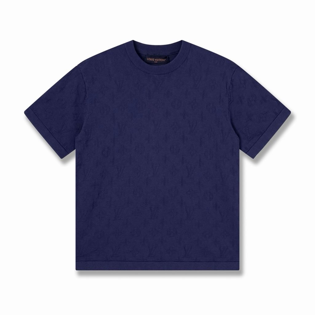 Monogram Short-Sleeved Crewneck In Navy Blue 1Ak721