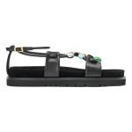 Pebble Beads Fussbett Sandals Black Nappa Lambskin