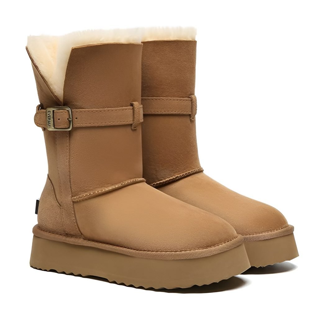 Platform Foldable Boots In Brown