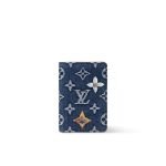 Pocket Organizer Wallet Blue Monogram Flowers Denim M27560