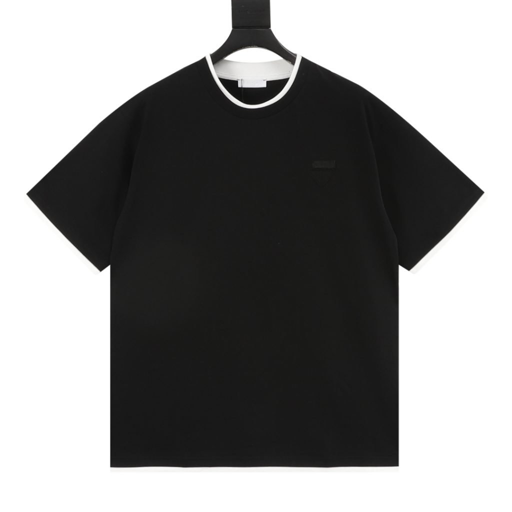 Re-Nylon And Jersey T-Shirt In Black