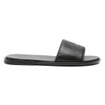 Roma Logo Embossed Slides Black Leather – Fd185
