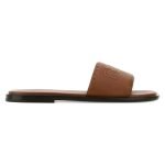 Roma Logo Embossed Slides Brown Leather – Fd186