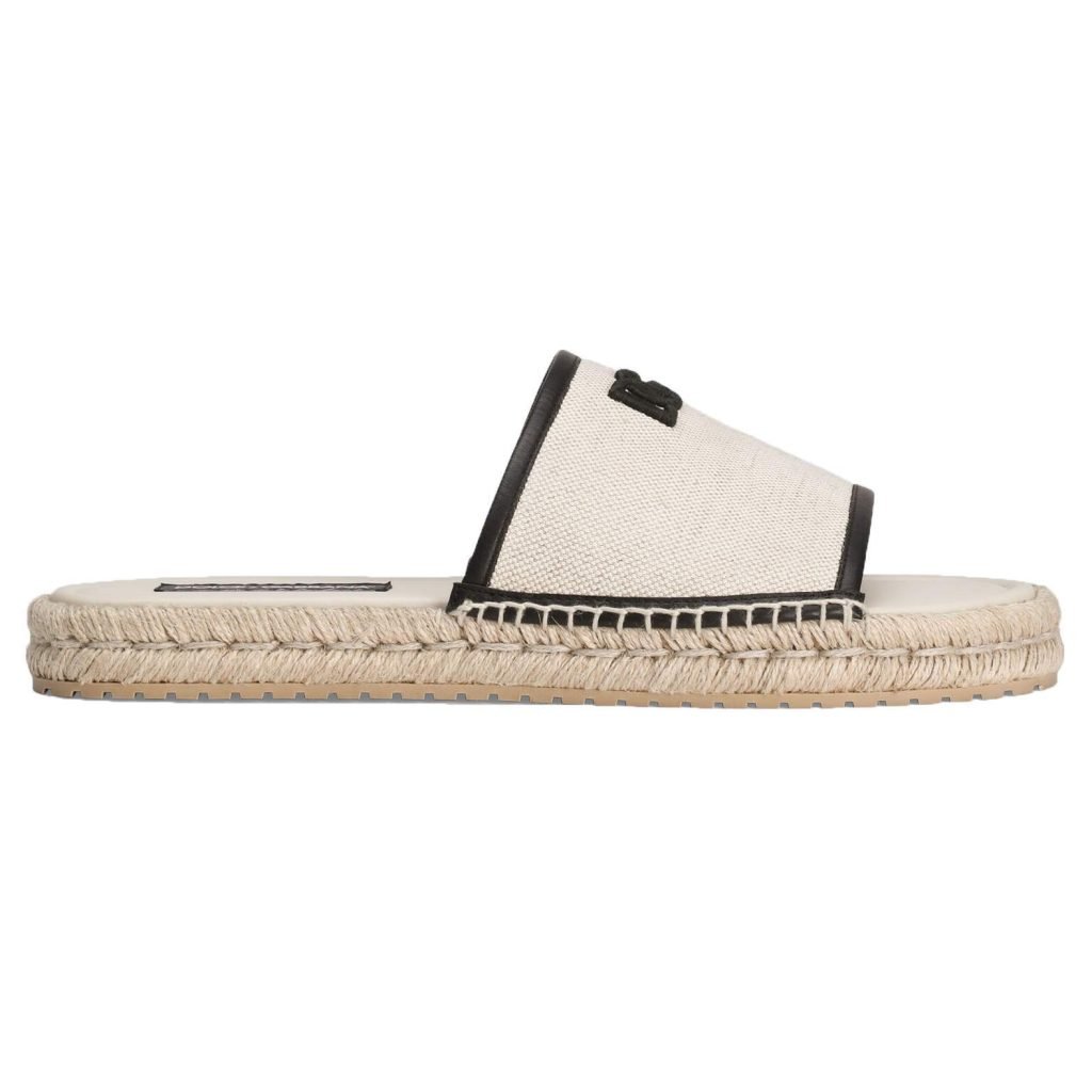 Salt & Pepper Fabric Espadrille Sandals In White