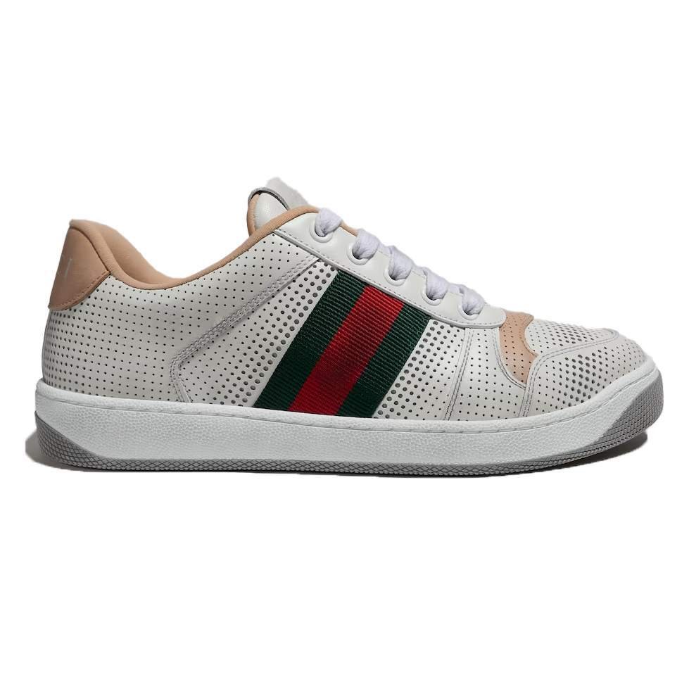 Screener Sneakers White Aged-Effect Perforated Leather – Gc576