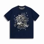 Short-Sleeved Jacquard Crewneck In Blue 1Ajbvb