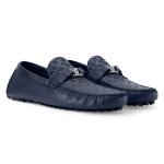 Silverstone Moccasins Navy Blue Monogram-Embossed Calf Leather 1Aiwoz