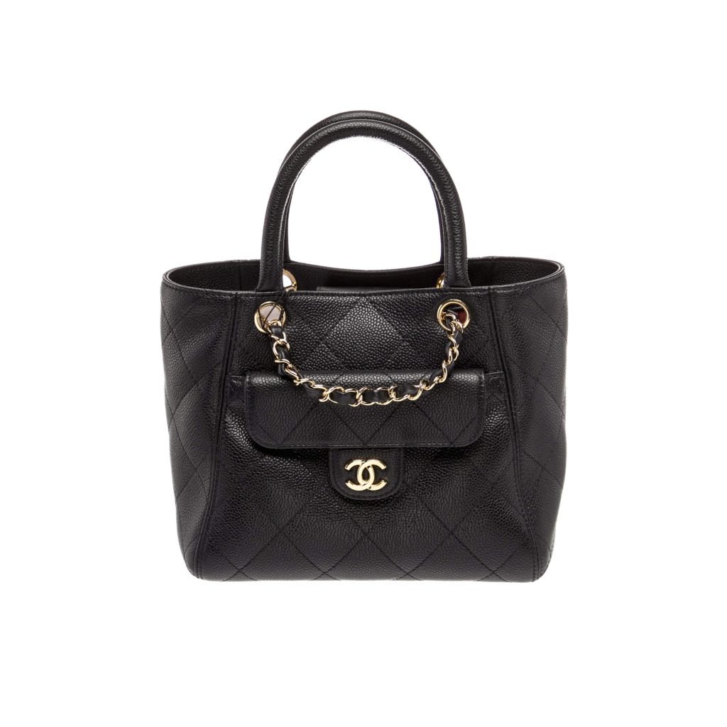 Small Shopping Bag Black Caviar Leather