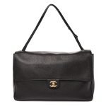 Souplissimo Maxi Flap Black Grained Calfskin Leather