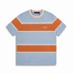 Striped Short-Sleeved T-Shirt In Blue And Orange 1Ak7If