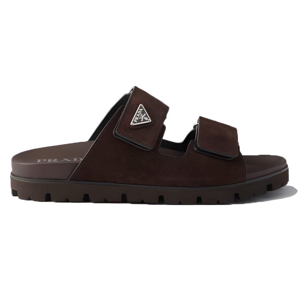 Suede Band Sandals In Dark Brown – Pds46