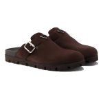 Suede Mules In Dark Brown – Pds41