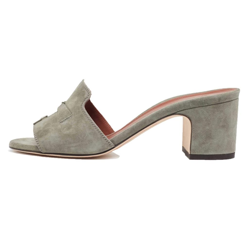 Summer Charms Sandals Khaki Green Suede Goatskin